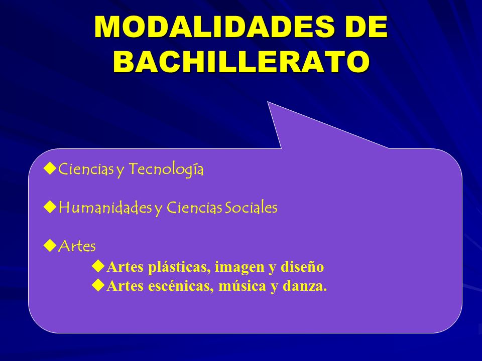 MODALIDADES DE BACHILLERATO
