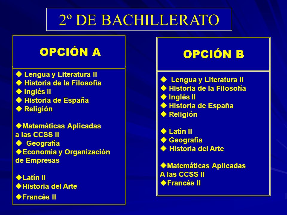 2º DE BACHILLERATO OPCIÓN A OPCIÓN B  Lengua y Literatura II