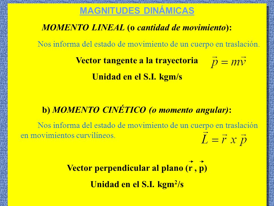 MOMENTO LINEAL (o cantidad de movimiento):