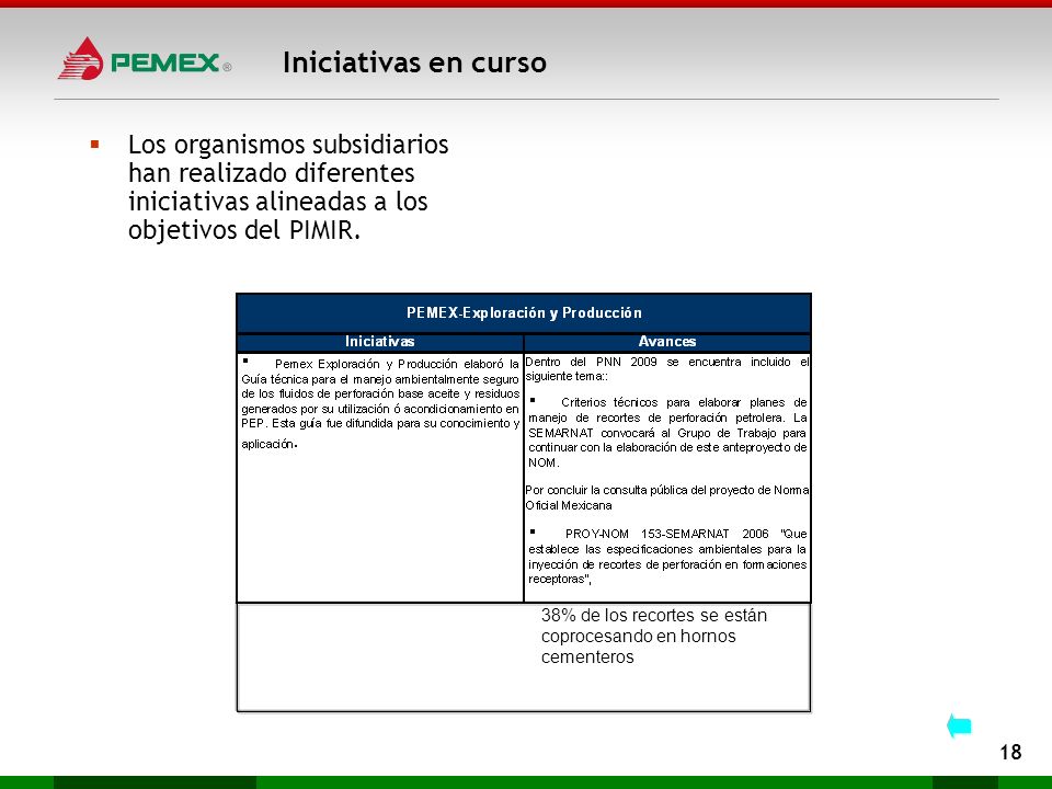 Iniciativas en curso Los organismos subsidiarios han realizado diferentes iniciativas alineadas a los objetivos del PIMIR.