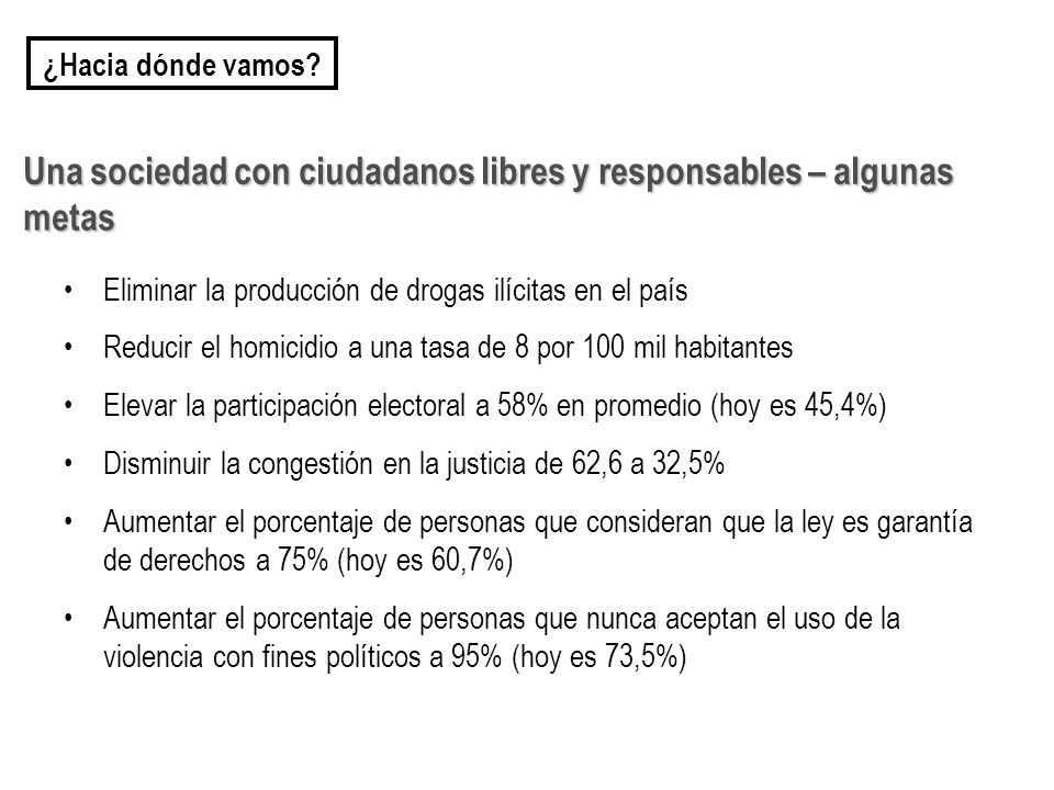 Una sociedad con ciudadanos libres y responsables – algunas metas