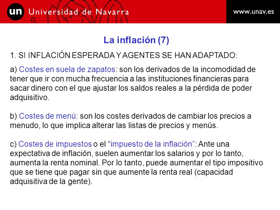La inflación (7) 1. SI INFLACIÓN ESPERADA Y AGENTES SE HAN ADAPTADO: