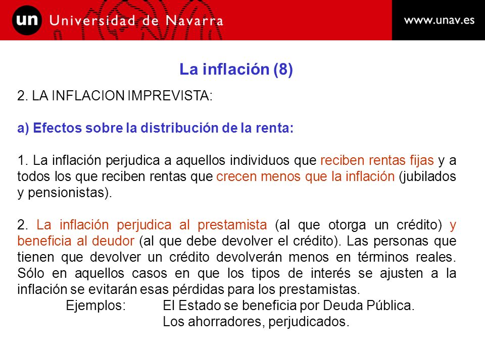 La inflación (8) 2. LA INFLACION IMPREVISTA: