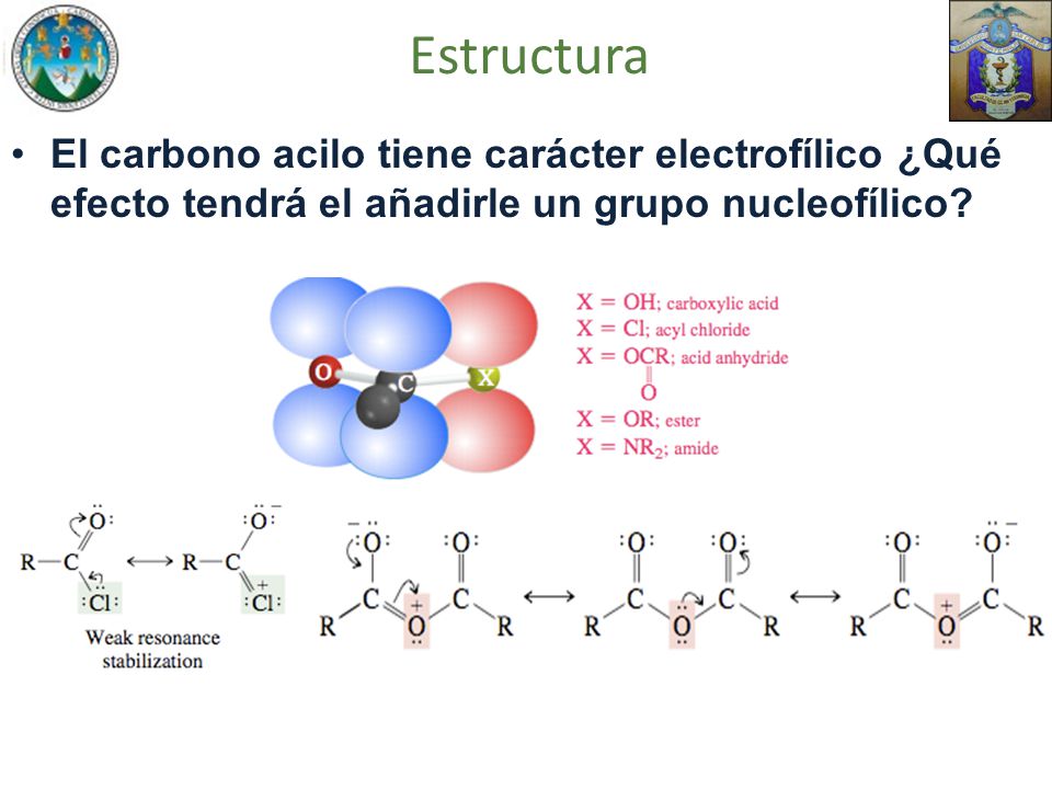 Estructura El carbono acilo tiene carácter electrofílico ¿Qué efecto tendrá el añadirle un grupo nucleofílico