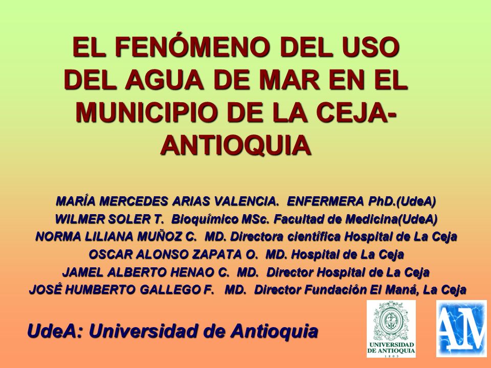 EL FENÓMENO DEL USO DEL AGUA DE MAR EN EL MUNICIPIO DE LA CEJA-ANTIOQUIA