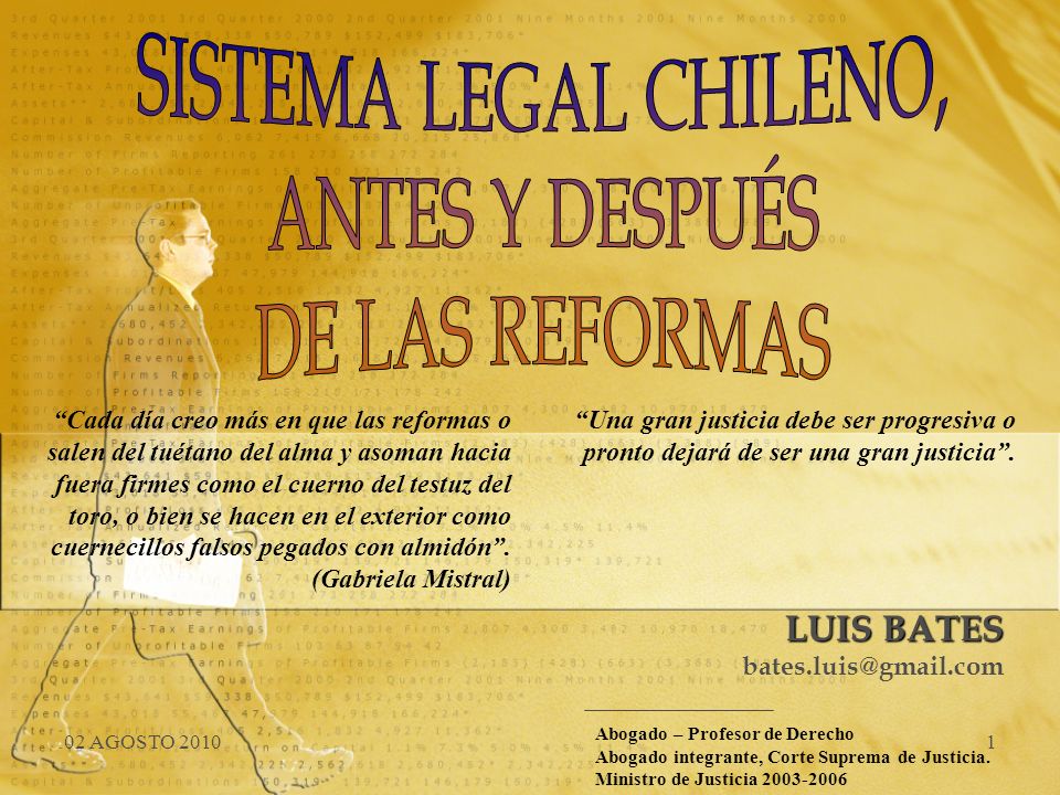 SISTEMA LEGAL CHILENO, ANTES Y DESPUÉS DE LAS REFORMAS LUIS BATES