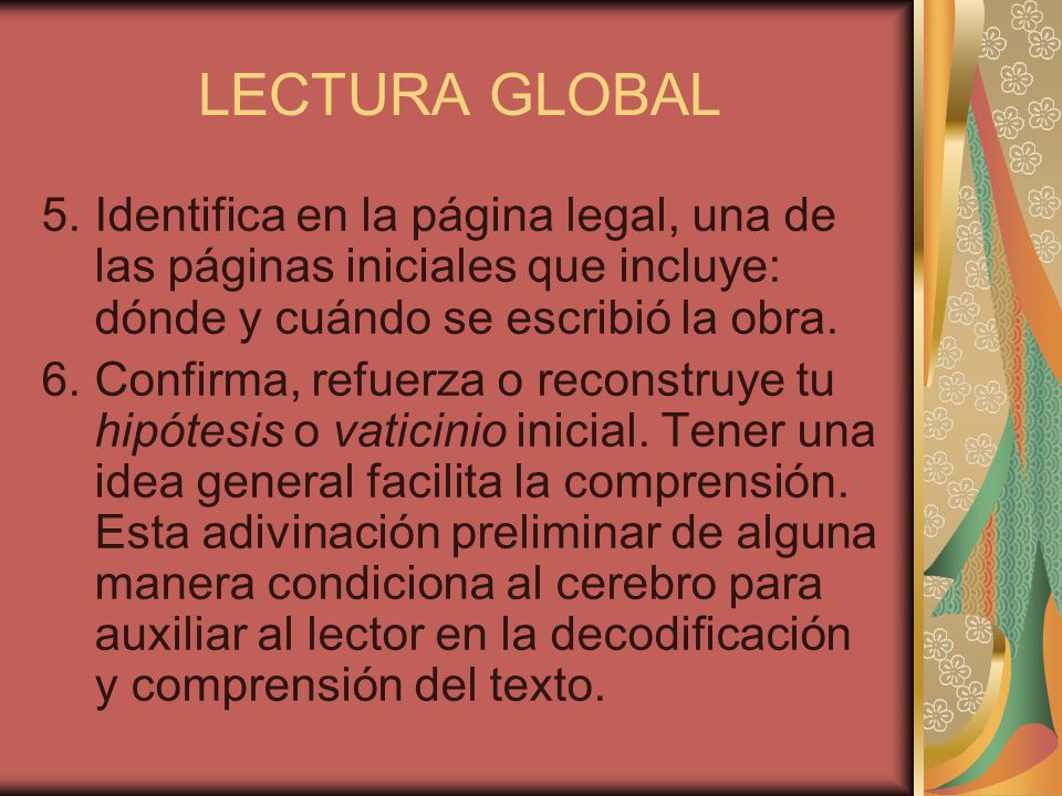 LECTURA GLOBAL Identifica en la página legal, una de las páginas iniciales que incluye: dónde y cuándo se escribió la obra.
