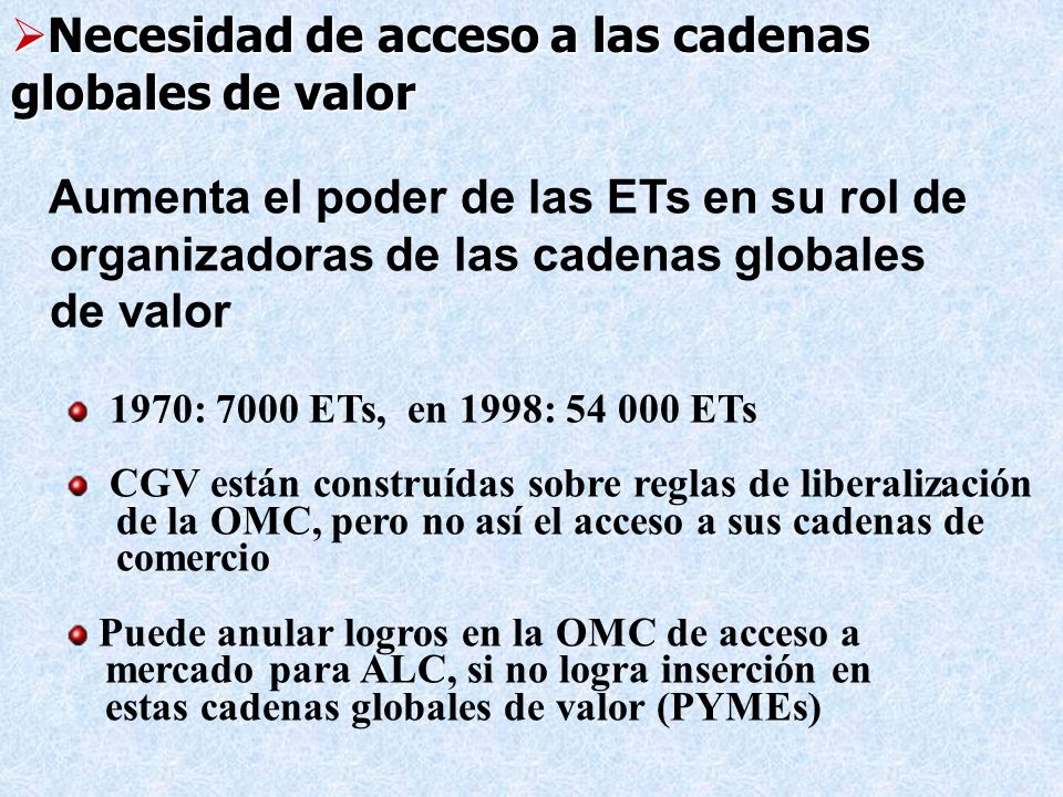 Necesidad de acceso a las cadenas globales de valor