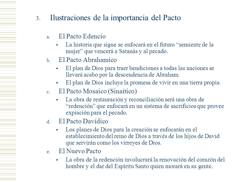 Cosas que notar Ilustraciones de la importancia del Pacto
