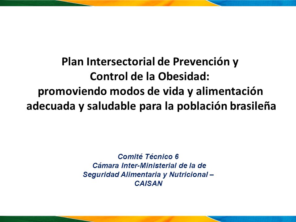 Plan Intersectorial de Prevención y Control de la Obesidad: