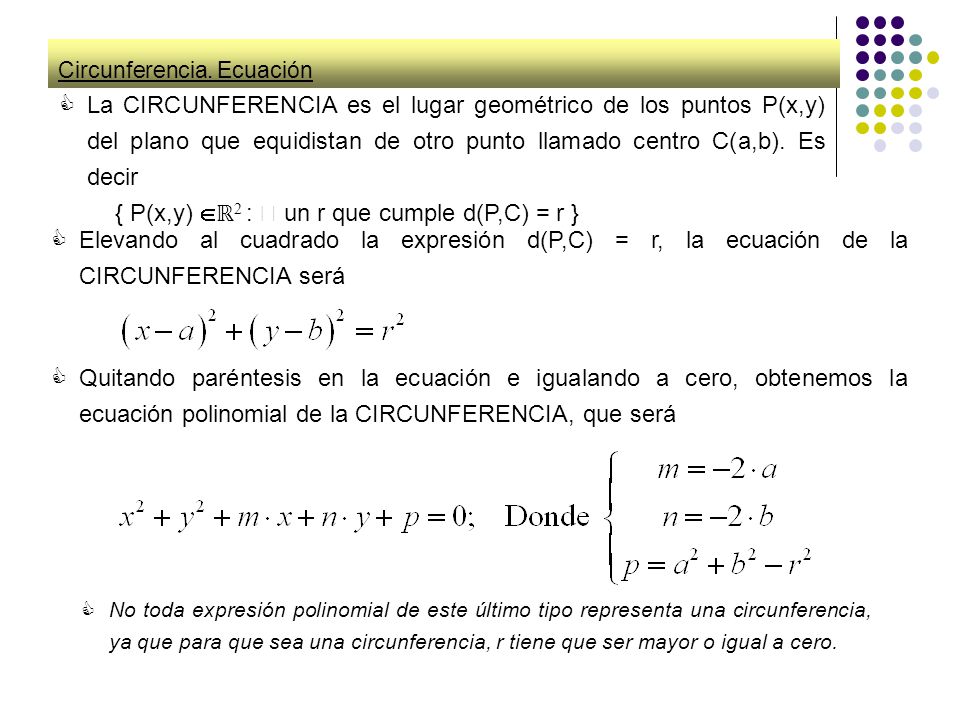 Circunferencia. Ecuación