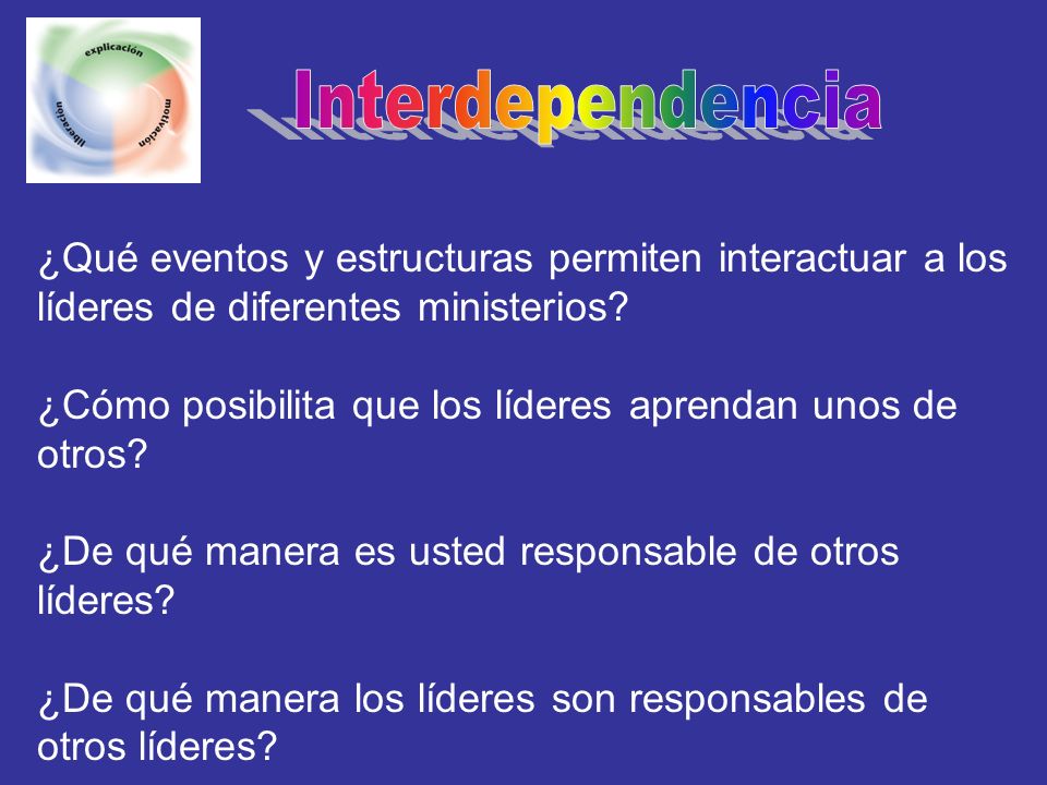 Interdependencia ¿Qué eventos y estructuras permiten interactuar a los líderes de diferentes ministerios