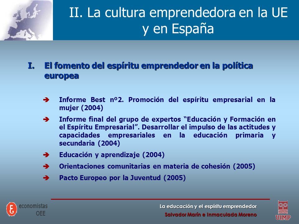 II. La cultura emprendedora en la UE y en España