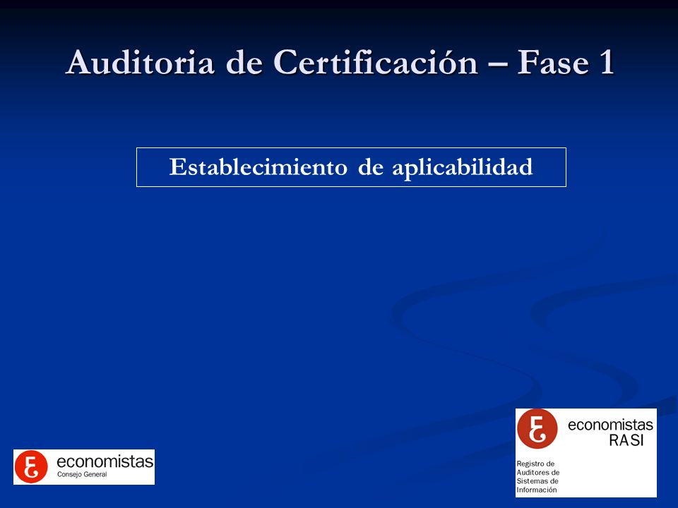 Auditoria de Certificación – Fase 1 Establecimiento de aplicabilidad