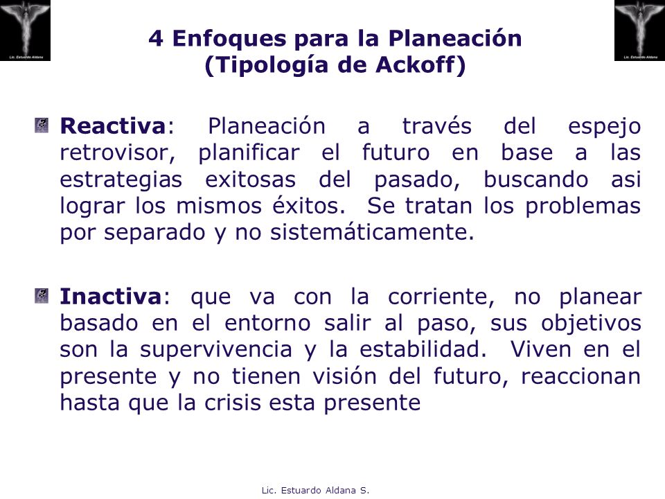 4 Enfoques para la Planeación (Tipología de Ackoff)