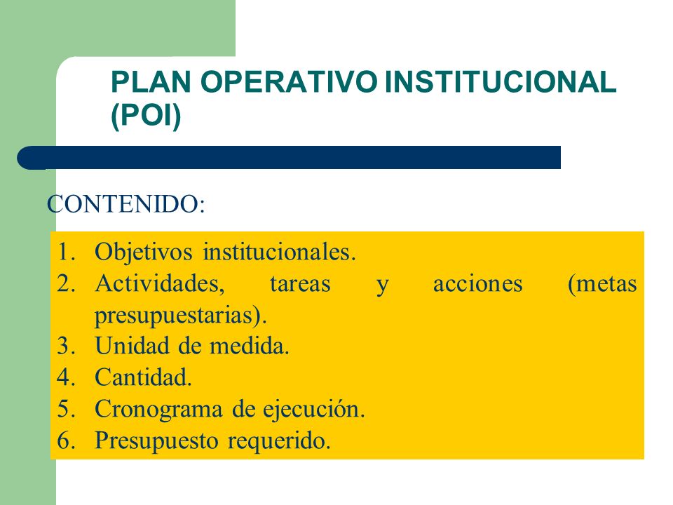 PLAN OPERATIVO INSTITUCIONAL (POI)