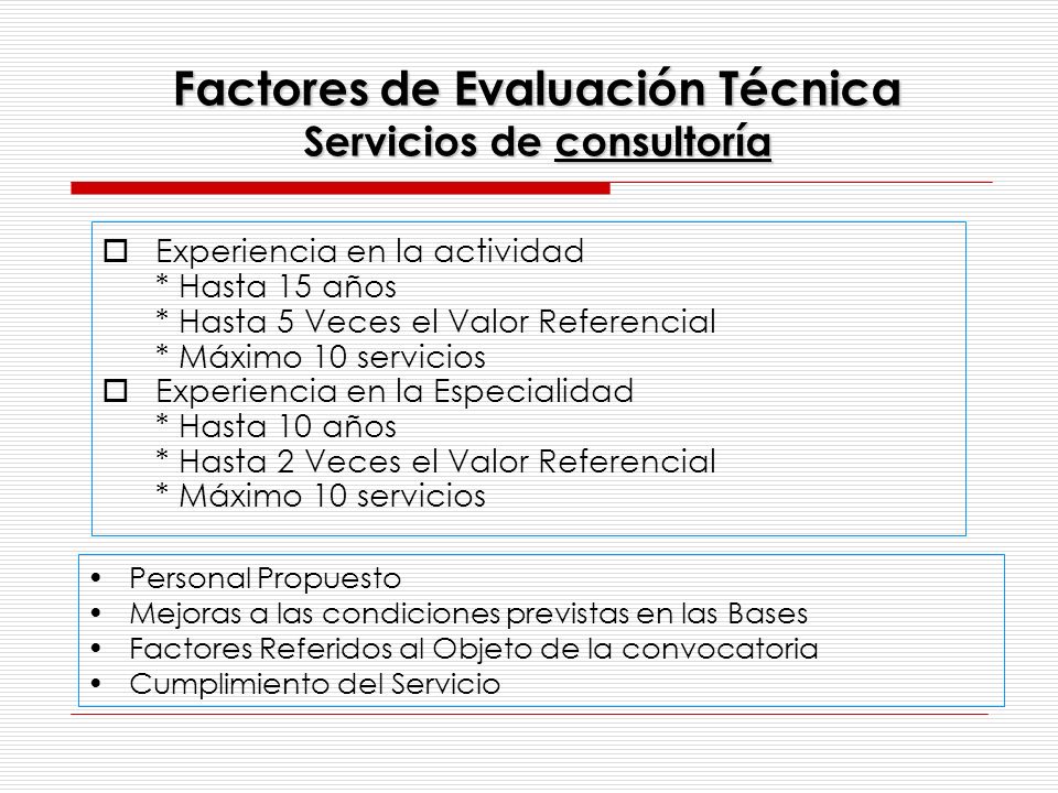 Factores de Evaluación Técnica Servicios de consultoría