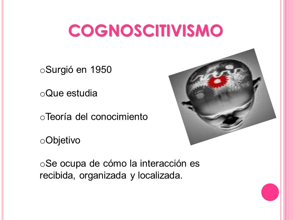 COGNOSCITIVISMO Surgió en 1950 Que estudia Teoría del conocimiento