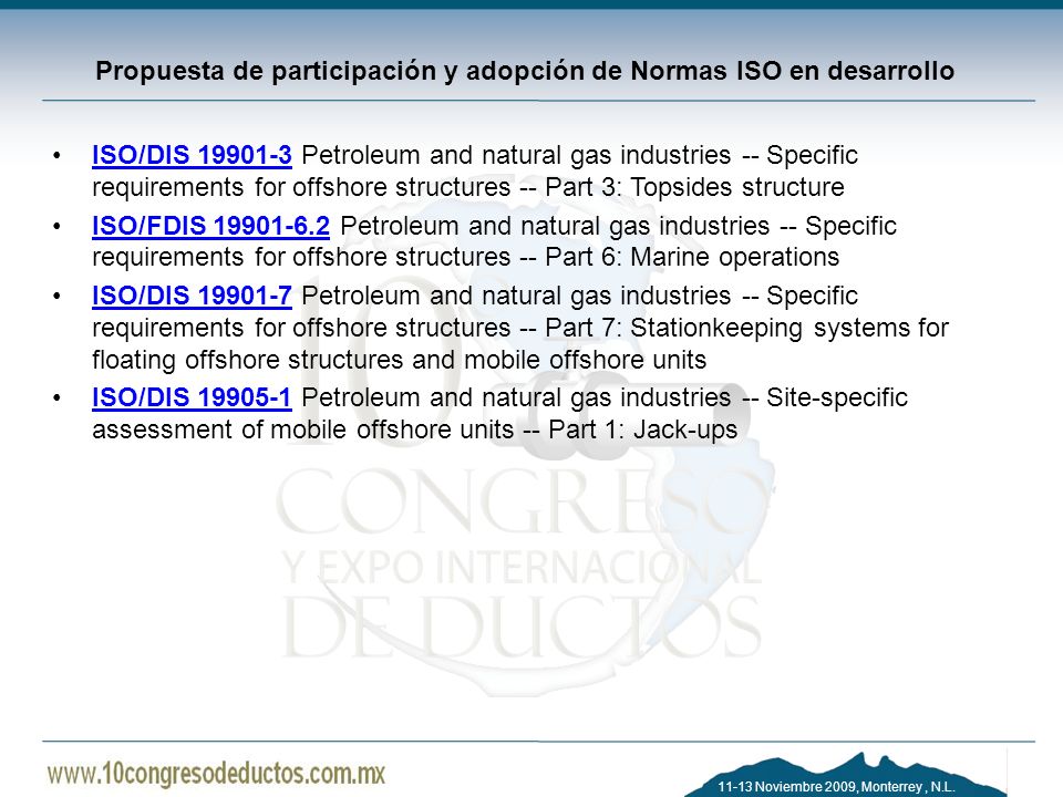 Propuesta de participación y adopción de Normas ISO en desarrollo