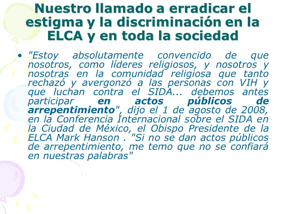 Nuestro llamado a erradicar el estigma y la discriminación en la ELCA y en toda la sociedad