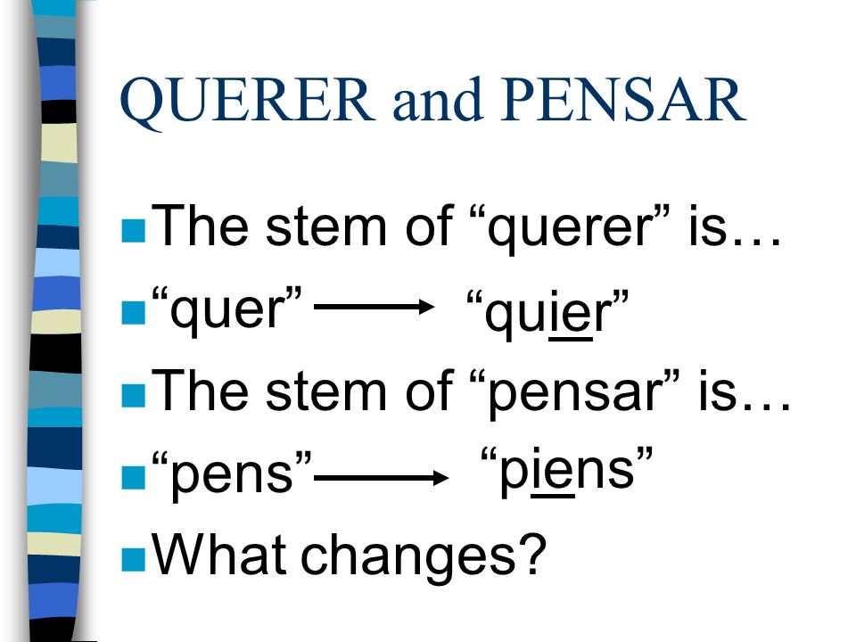 QUERER and PENSAR The stem of querer is… quer