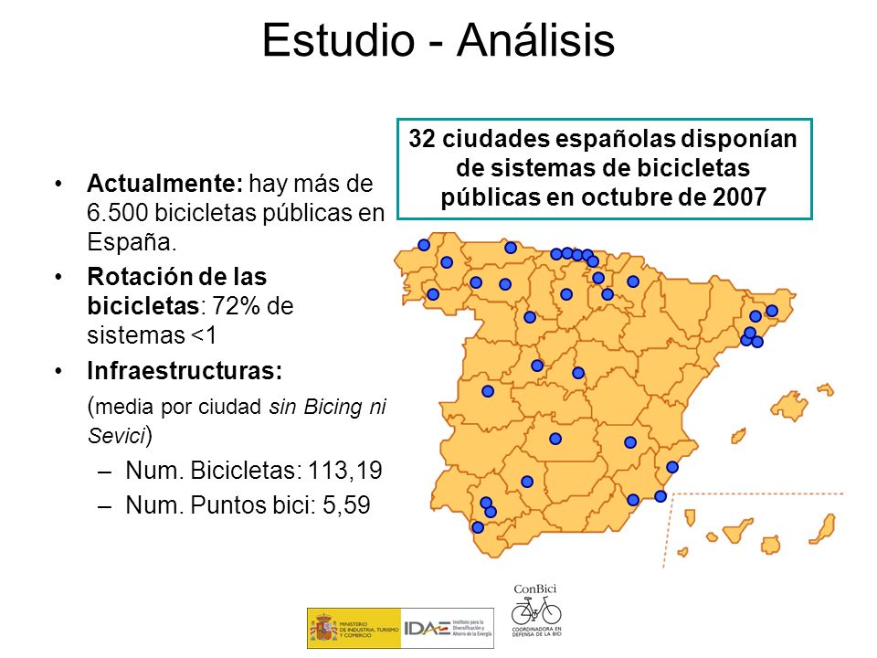 Estudio - Análisis 32 ciudades españolas disponían de sistemas de bicicletas públicas en octubre de