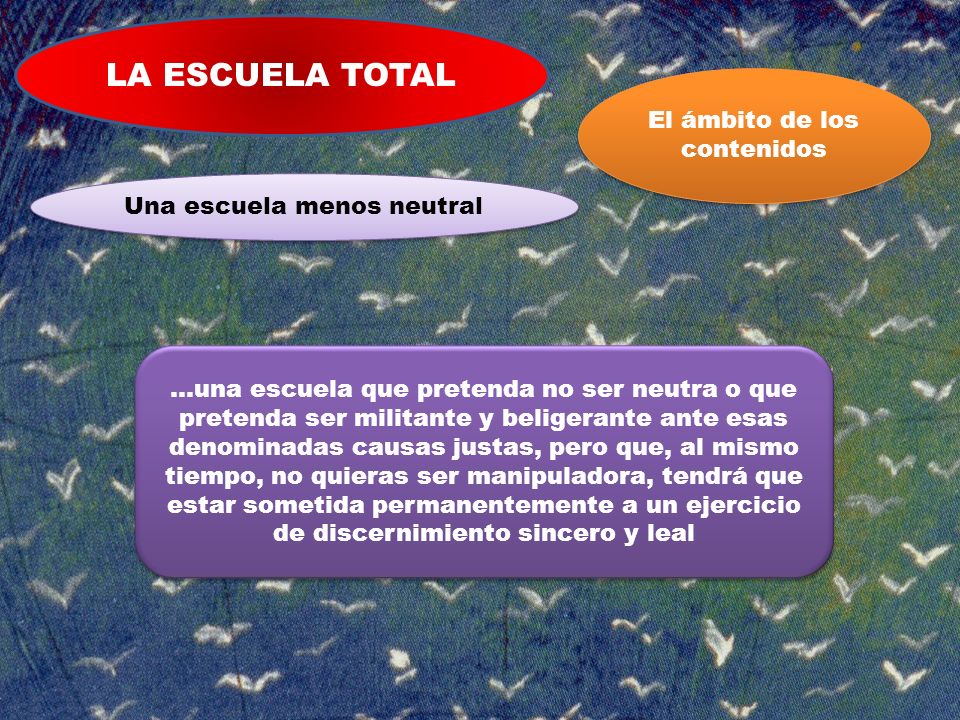LA ESCUELA TOTAL El ámbito de los contenidos Una escuela menos neutral