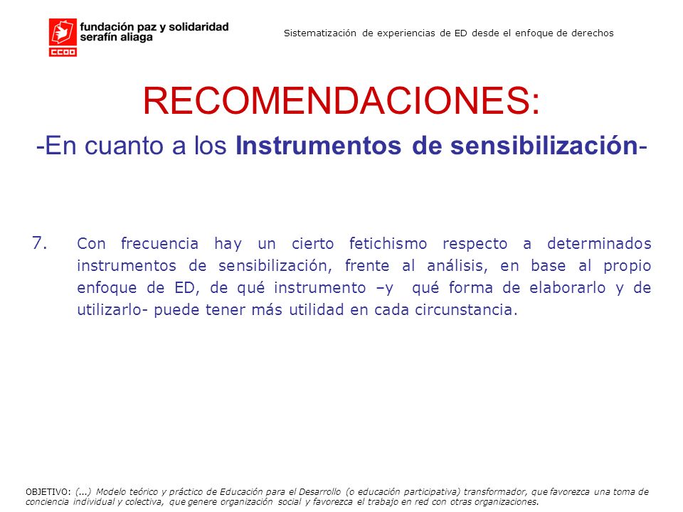 Sistematización de experiencias de ED desde el enfoque de derechos