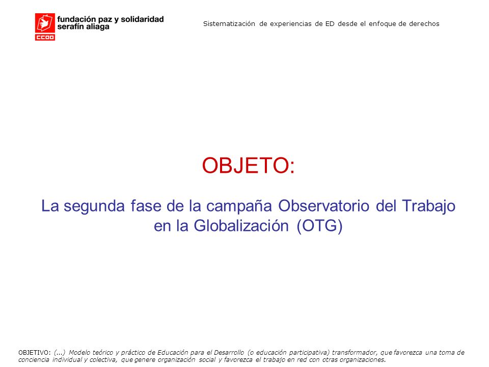 Sistematización de experiencias de ED desde el enfoque de derechos