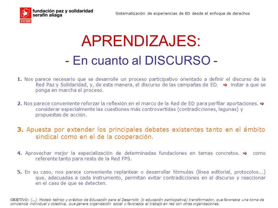 Sistematización de experiencias de ED desde el enfoque de derechos