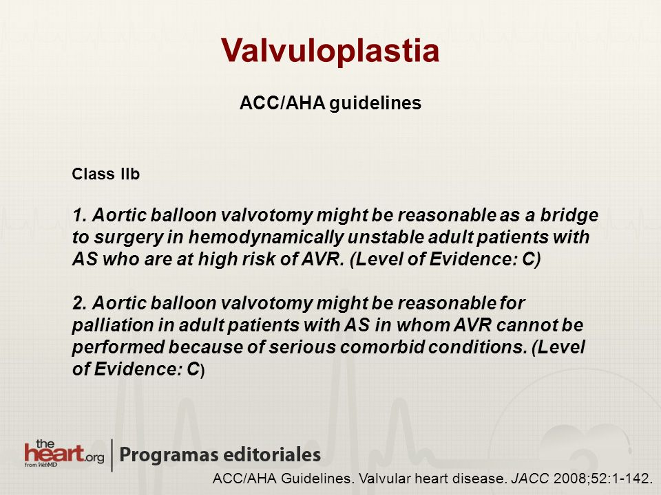 Valvuloplastia ACC/AHA guidelines