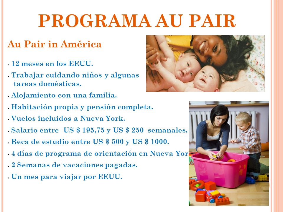 PROGRAMA AU PAIR Au Pair in América 12 meses en los EEUU.