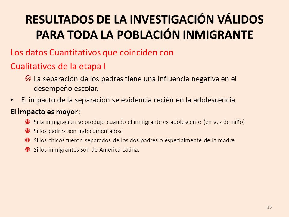 RESULTADOS DE LA INVESTIGACIÓN VÁLIDOS PARA TODA LA POBLACIÓN INMIGRANTE