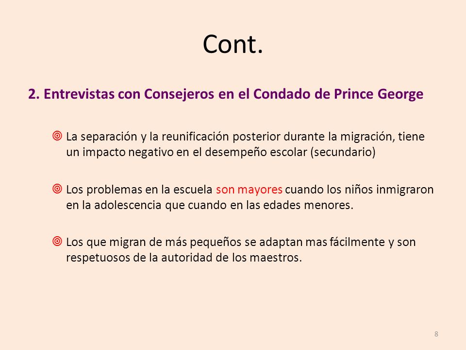 Cont. 2. Entrevistas con Consejeros en el Condado de Prince George