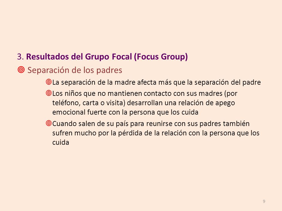 3. Resultados del Grupo Focal (Focus Group) Separación de los padres