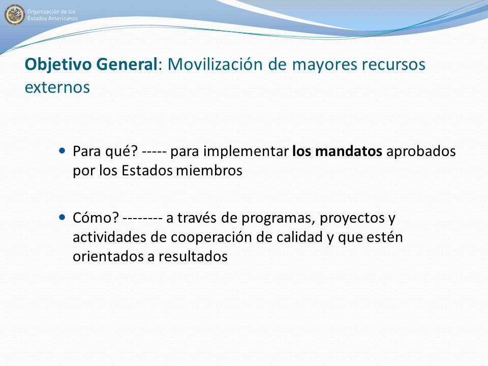 Objetivo General: Movilización de mayores recursos externos