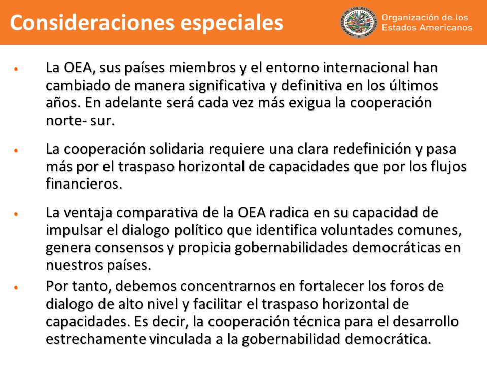 Consideraciones especiales