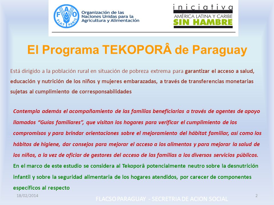 El Programa TEKOPORÂ de Paraguay