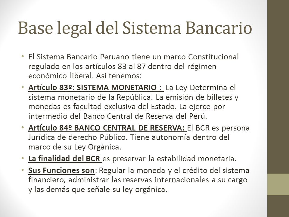 Base legal del Sistema Bancario