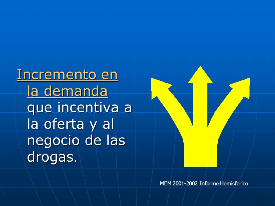 Incremento en la demanda que incentiva a la oferta y al negocio de las drogas.