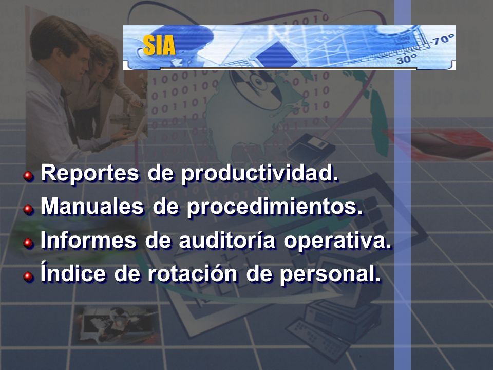 SIA Reportes de productividad. Manuales de procedimientos.