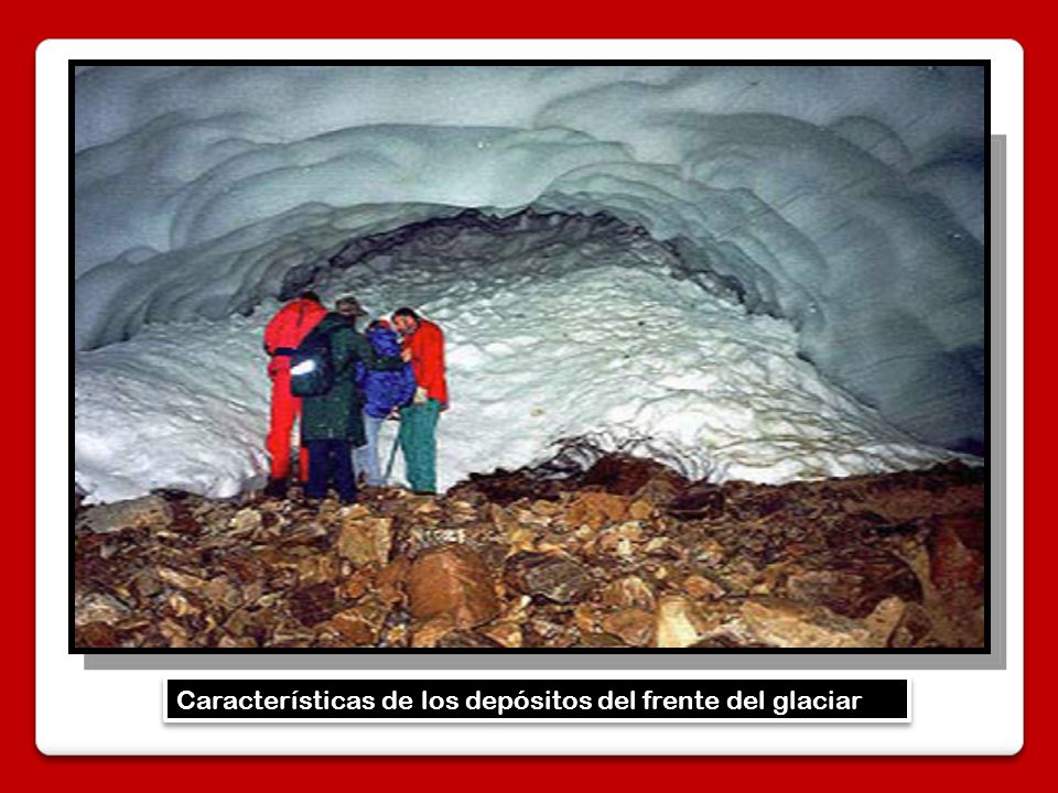 Características de los depósitos del frente del glaciar
