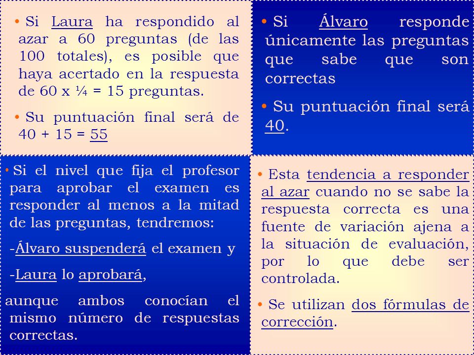 Si Álvaro responde únicamente las preguntas que sabe que son correctas