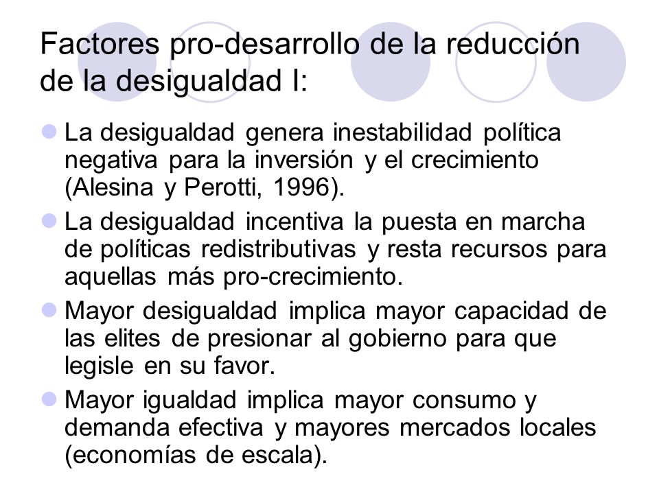 Factores pro-desarrollo de la reducción de la desigualdad I: