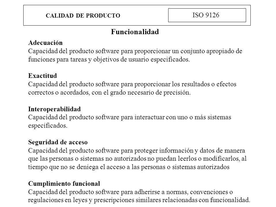 Funcionalidad ISO 9126 Adecuación