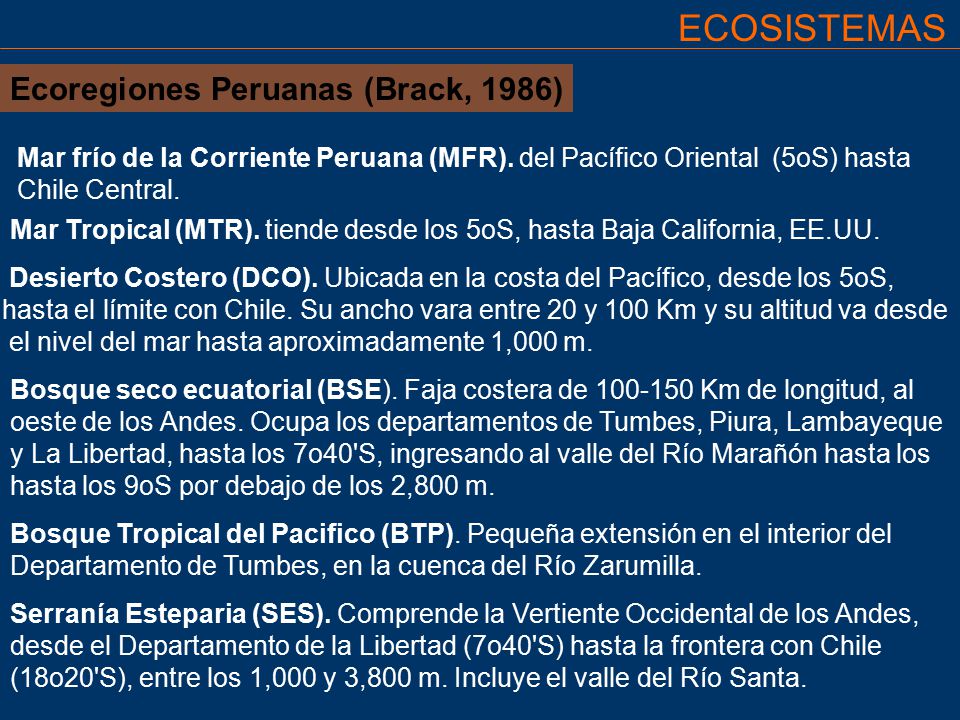 ECOSISTEMAS Ecoregiones Peruanas (Brack, 1986)