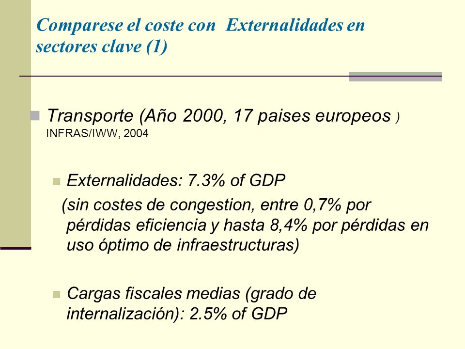 Comparese el coste con Externalidades en sectores clave (1)