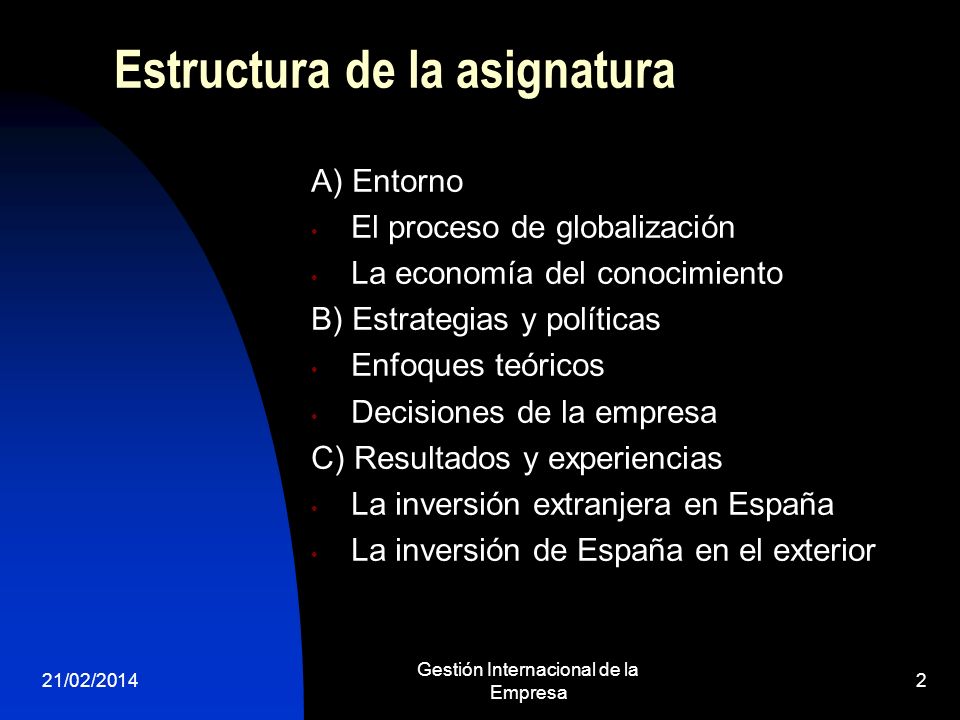 Estructura de la asignatura