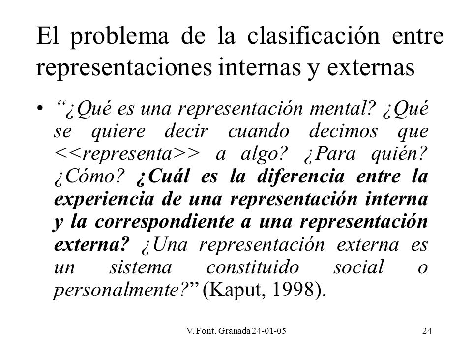 El problema de la clasificación entre representaciones internas y externas