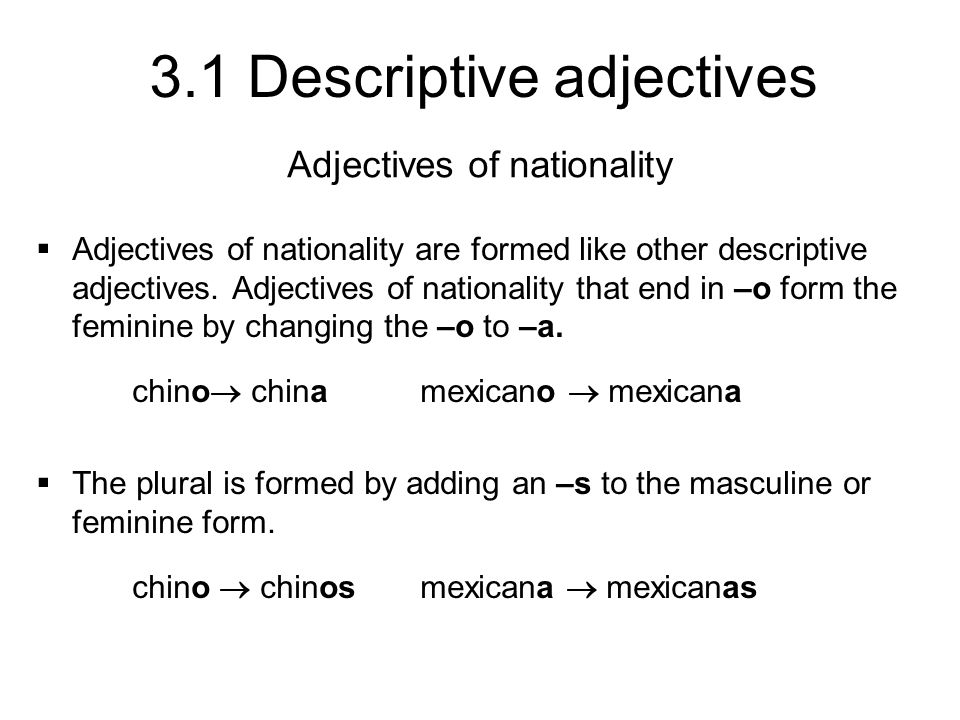 Adjectives of nationality